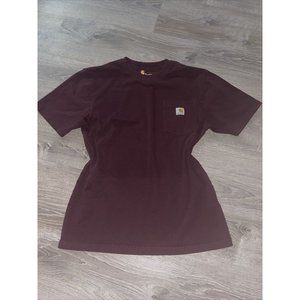 Carhartt T Shirt Mens Medium Maroon Short Sleeve Crewneck Pocket Original Fit